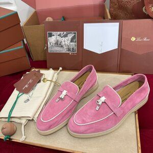 Loro Piana Pink Suede Loafers